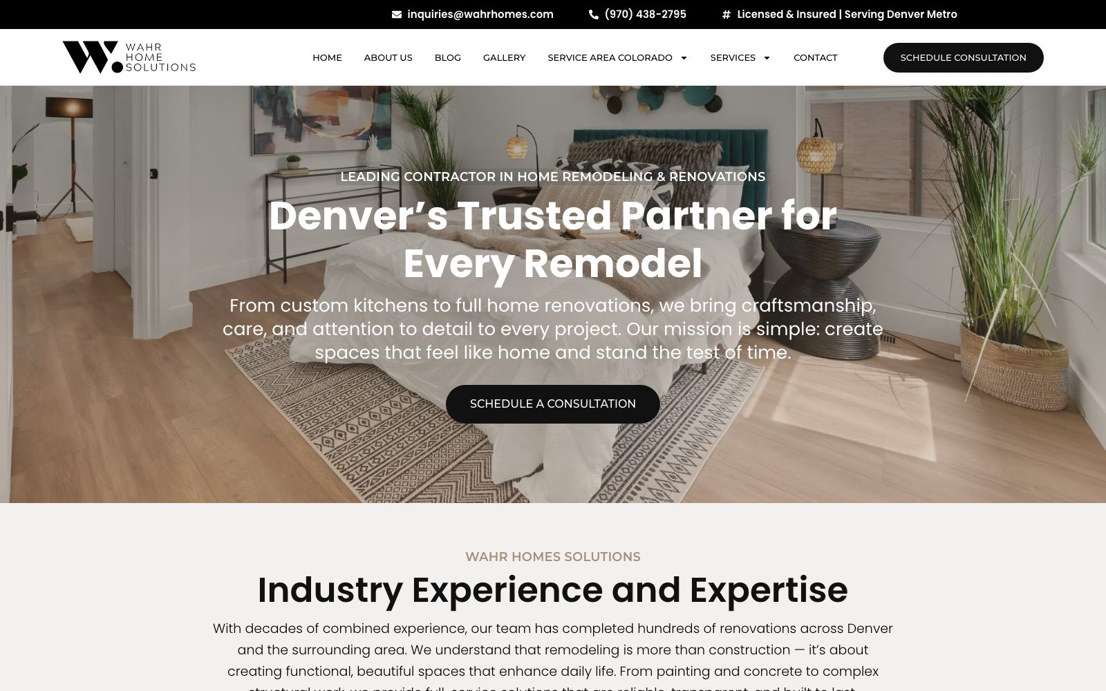 The current wahrhomes.com homepage