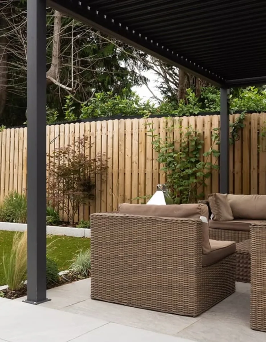 Custom pergola over an outdoor living space